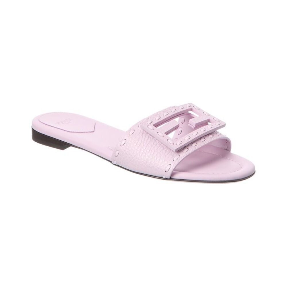 Fendi Baguette Leather Flat Sanda, Purple